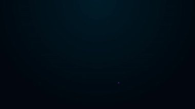 Siyah arka planda izole edilmiş su ikonunda bir mesajı olan parlak neon çizgili cam şişe. Şişedeki mektup. Korsanların sembolü. 4K Video hareketli grafik canlandırması