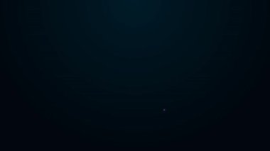 Parlayan neon hattı deniz feneri simgesi siyah arkaplanda izole edildi. 4K Video hareketli grafik canlandırması