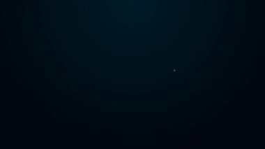 Parlayan neon hattı Antika hazine sandığı simgesi siyah arka planda izole edildi. Altın sikkeli klasik tahta sandık. 4K Video hareketli grafik canlandırması