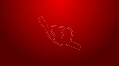 Yeşil çizgi korsan göz bandı simgesi kırmızı arkaplanda izole edildi. Korsan aksesuarı. 4K Video hareketli grafik canlandırması