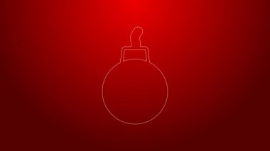 Yeşil çizgi bombası kırmızı arkaplanda izole edilmiş ikonu patlatmaya hazır. 4K Video hareketli grafik canlandırması