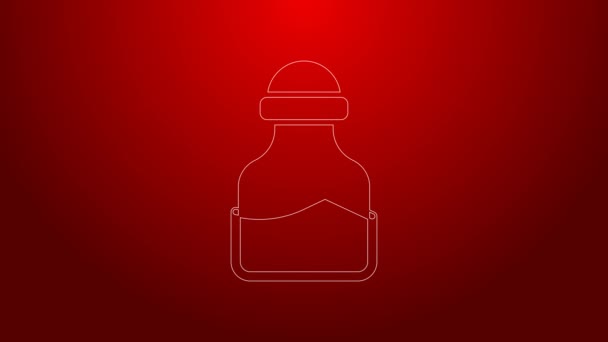 Línea verde Especia en el icono de lata aislado sobre fondo rojo. Colección de condimentos. Especias, condimentos en una lata de vidrio. Animación gráfica de vídeo 4K — Vídeo de stock