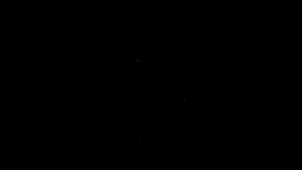 Witte lijn Muntgeld met dollarsymbool pictogram geïsoleerd op zwarte achtergrond. Bancaire munt teken. Contant symbool. 4K Video motion grafische animatie — Stockvideo