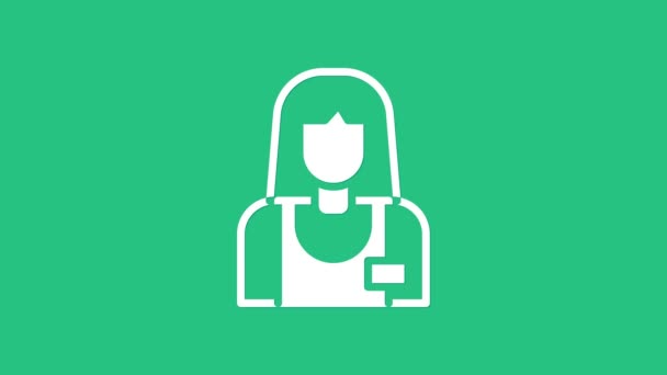 Witte verkoper pictogram geïsoleerd op groene achtergrond. 4K Video motion grafische animatie — Stockvideo