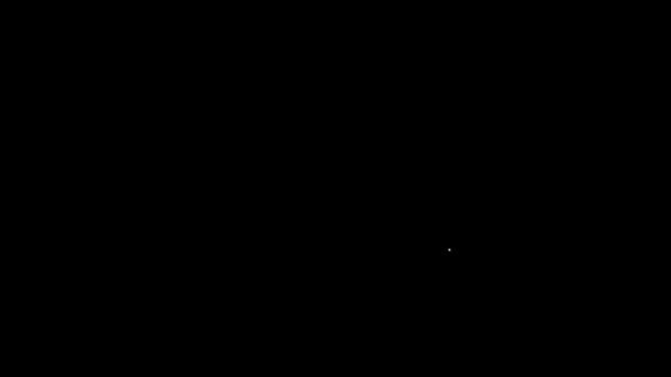 Fehér vonal Kalóz kincses térkép ikon elszigetelt fekete háttérrel. 4K Videó mozgás grafikus animáció — Stock videók
