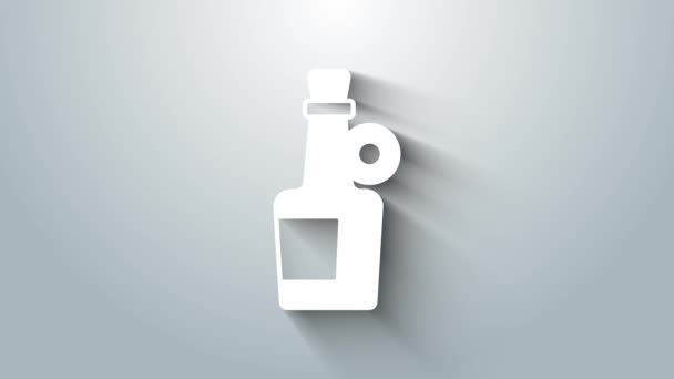 White Alcohol drink Rum bottle icon isolated on grey background. 4K Video motion graphic animation — Vídeo de Stock