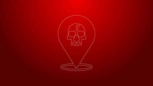 Green line Location pirate icon isolated on red background. 4K Video motion graphic animation — Vídeo de Stock