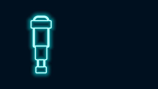 Glowing neon line Spyglass telescope lens icon isolated on black background. Sailor spyglass. 4K Video motion graphic animation — Stock Video