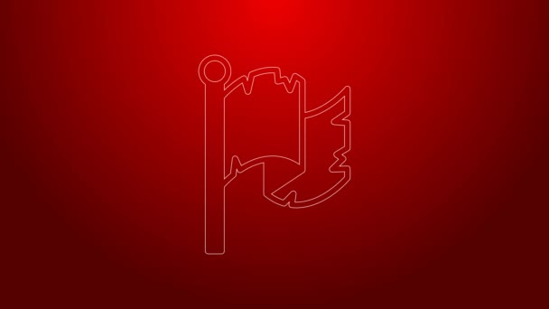 Green line Pirate flag icon isolated on red background. 4K Video motion graphic animation — Vídeo de Stock