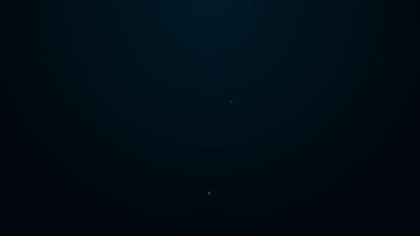 Leuchtende Leuchtschrift Schiffsbullauge mit Nieten und Meerblick außen Symbol isoliert auf schwarzem Hintergrund. 4K Video Motion Grafik Animation — Stockvideo