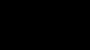 Beyaz çizgi top simgesi siyah arkaplanda izole edildi. Ortaçağ silahları. 4K Video hareketli grafik canlandırması