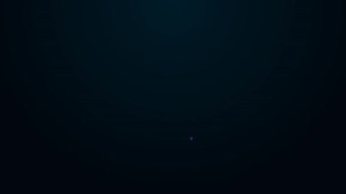 Parlayan neon hattı Cannon simgesi siyah arkaplanda izole edildi. Ortaçağ silahları. 4K Video hareketli grafik canlandırması