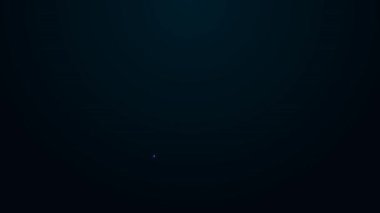 Parlayan neon hattı Cannon simgesi siyah arkaplanda izole edildi. Ortaçağ silahları. 4K Video hareketli grafik canlandırması