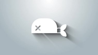 Gri arka planda izole edilmiş baş simgesi için beyaz korsan bandanası. 4K Video hareketli grafik canlandırması