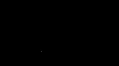 Siyah arka planda beyaz çizgi antika hazine sandığı ikonu var. Altın sikkeli klasik tahta sandık. 4K Video hareketli grafik canlandırması