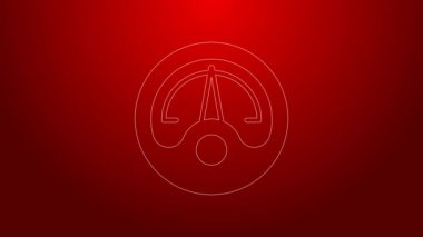 Kırmızı arkaplanda yeşil çizgi motor benzin göstergesi simgesi izole edildi. Yakıt göstergesi boş. Tam depo göstergesi. 4K Video hareketli grafik canlandırması