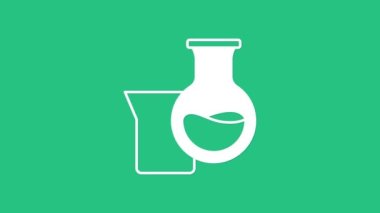 Beyaz yağ benzin test tüpü ikonu yeşil arka planda izole edildi. 4K Video hareketli grafik canlandırması