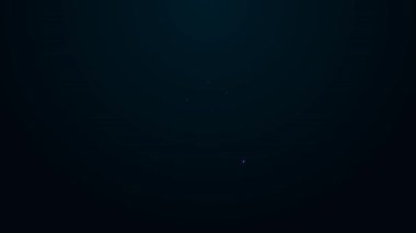 Parlayan neon hattı Endüstri metalik borular ve siyah arka planda izole edilmiş kapakçık ikonu. 4K Video hareketli grafik canlandırması