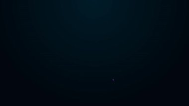 Parlayan neon hattı konumu ve benzin istasyonu simgesi siyah arkaplanda izole edildi. Araba yakıtı sembolü. Benzin pompası. 4K Video hareketli grafik canlandırması