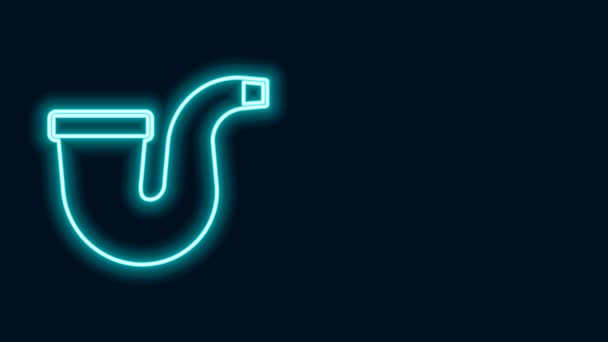 Glödande neon line Rökpipa med rökikon isolerad på svart bakgrund. Tobaksrör. 4K Video motion grafisk animation — Stockvideo