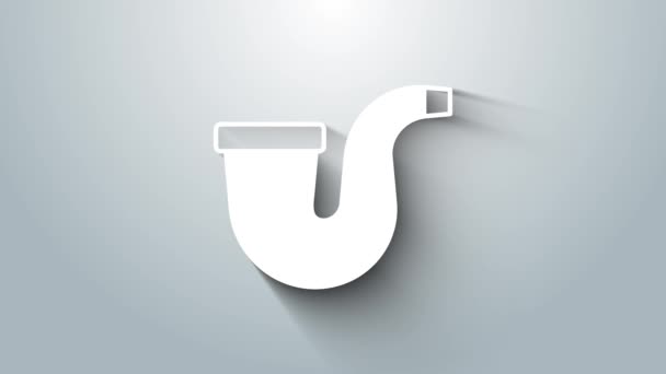 Weiße Raucherpfeife mit Rauchsymbol auf grauem Hintergrund. Tabakpfeife. 4K Video Motion Grafik Animation — Stockvideo