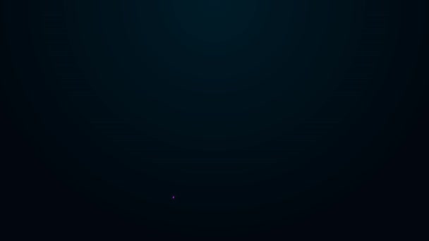 Gloeiende neon lijn Pirate haak pictogram geïsoleerd op zwarte achtergrond. 4K Video motion grafische animatie — Stockvideo