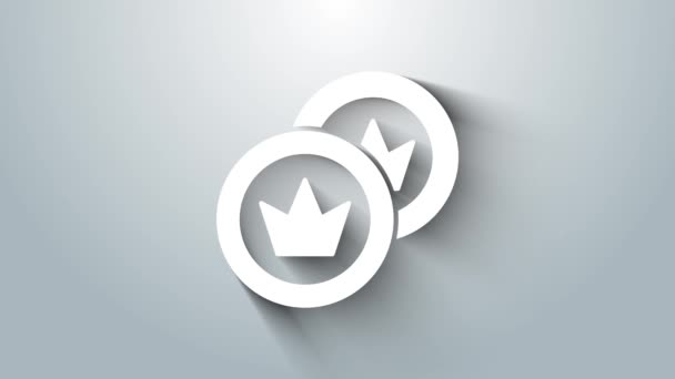 Icono de moneda pirata blanco aislado sobre fondo gris. Animación gráfica de vídeo 4K — Vídeos de Stock