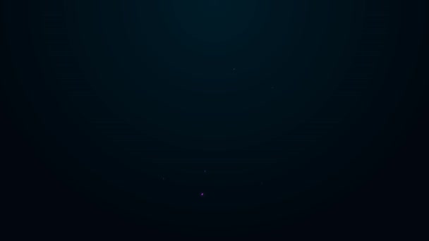 Linea al neon incandescente icona della moneta pirata isolata su sfondo nero. Animazione grafica 4K Video motion — Video Stock