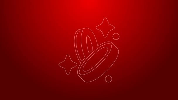 Green line Pirate coin icon isolated on red background. 4K Video motion graphic animation — Vídeo de Stock