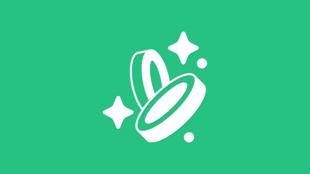 Icono de moneda pirata blanco aislado sobre fondo verde. Animación gráfica de vídeo 4K — Vídeos de Stock