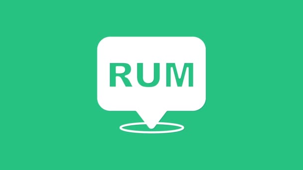 White Alcohol drink Rum bottle icon isolated on green background. 4K Video motion graphic animation — Vídeo de Stock