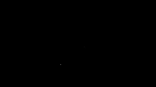 Línea blanca Icono de espadas piratas cruzadas aisladas sobre fondo negro. Signo de sable. Animación gráfica de vídeo 4K — Vídeo de stock