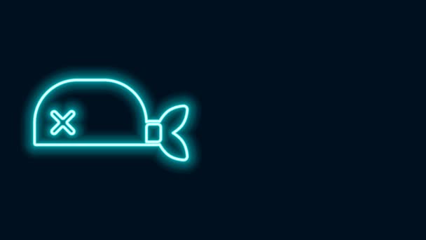 Glowing neon line Pirate bandana for head icon isolated on black background. 4K Video motion graphic animation — Stock Video