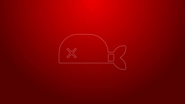 Green line Pirate bandana for head icon isolated on red background. 4K Video motion graphic animation — Vídeo de Stock