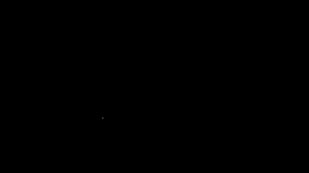 黒の背景に隔離された白いライン油タンカー船のアイコン。4Kビデオモーショングラフィックアニメーション — ストック動画