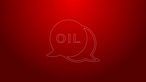 Grüne Linie Wort-Öl-Symbol isoliert auf rotem Hintergrund. 4K Video Motion Grafik Animation — Stockvideo