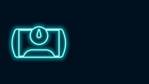 Glowing neon line Gas tank for vehicle icon isolated on black background. Gas tanks are installed in a car. 4K Video motion graphic animation — Video Stock