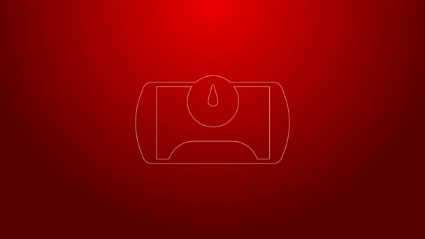 Green line Gas tank for vehicle icon isolated on red background. Gas tanks are installed in a car. 4K Video motion graphic animation — Stockvideo
