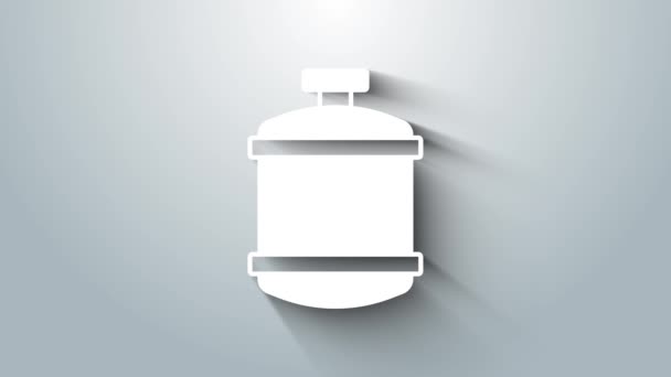 White Propane gas tank icon isolated on grey background. Flammable gas tank icon. 4K Video motion graphic animation — Stock Video