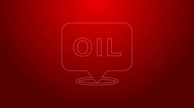 Yeşil Hat Kelime yağ simgesi kırmızı arkaplanda izole edildi. 4K Video hareketli grafik canlandırması