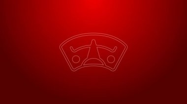 Kırmızı arkaplanda yeşil çizgi motor benzin göstergesi simgesi izole edildi. Yakıt göstergesi boş. Tam depo göstergesi. 4K Video hareketli grafik canlandırması