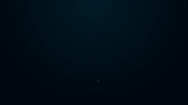 Parlayan neon hattı konumu ve benzin istasyonu simgesi siyah arkaplanda izole edildi. Araba yakıtı sembolü. Benzin pompası. 4K Video hareketli grafik canlandırması