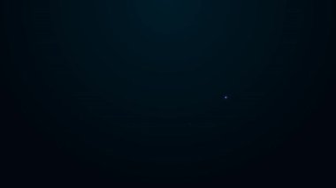 Parlayan neon hattı petrol sarnıç simgesi siyah arkaplanda izole edildi. Tren vagonundaki petrol tankı. Demiryolu nakliyesi. Petrol endüstrisi. 4K Video hareketli grafik canlandırması