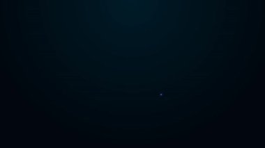 Parlayan neon hattı Endüstri metalik borular ve siyah arka planda izole edilmiş kapakçık ikonu. 4K Video hareketli grafik canlandırması
