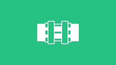 Beyaz Endüstri metalik borular ve yeşil arka planda izole edilmiş kapakçık simgesi. 4K Video hareketli grafik canlandırması