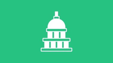 Beyaz Saray ikonu yeşil arka planda izole edildi. Washington DC mi? 4K Video hareketli grafik canlandırması