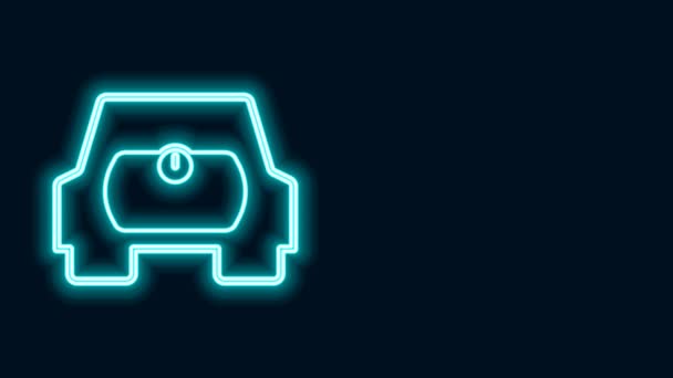 Glowing neon line Gas tank for vehicle icon isolated on black background. Gas tanks are installed in a car. 4K Video motion graphic animation — Vídeo de Stock