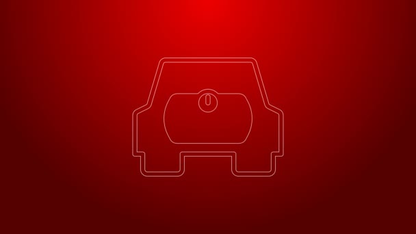 Green line Gas tank for vehicle icon isolated on red background. Gas tanks are installed in a car. 4K Video motion graphic animation — Wideo stockowe