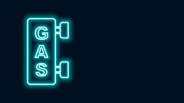Leuchtendes Neon-Line-Tankstellensymbol isoliert auf schwarzem Hintergrund. Verkehrsbezogenes Dienstleistungsgebäude Benzin und Öl. 4K Video Motion Grafik Animation — Stockvideo