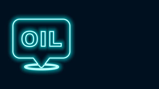 Glowing neon line Word oil icon isolated on black background. 4K Video motion graphic animation — Vídeo de Stock